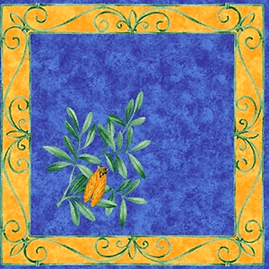 Provence print fabric tea towel (cicada. blue) - Click Image to Close